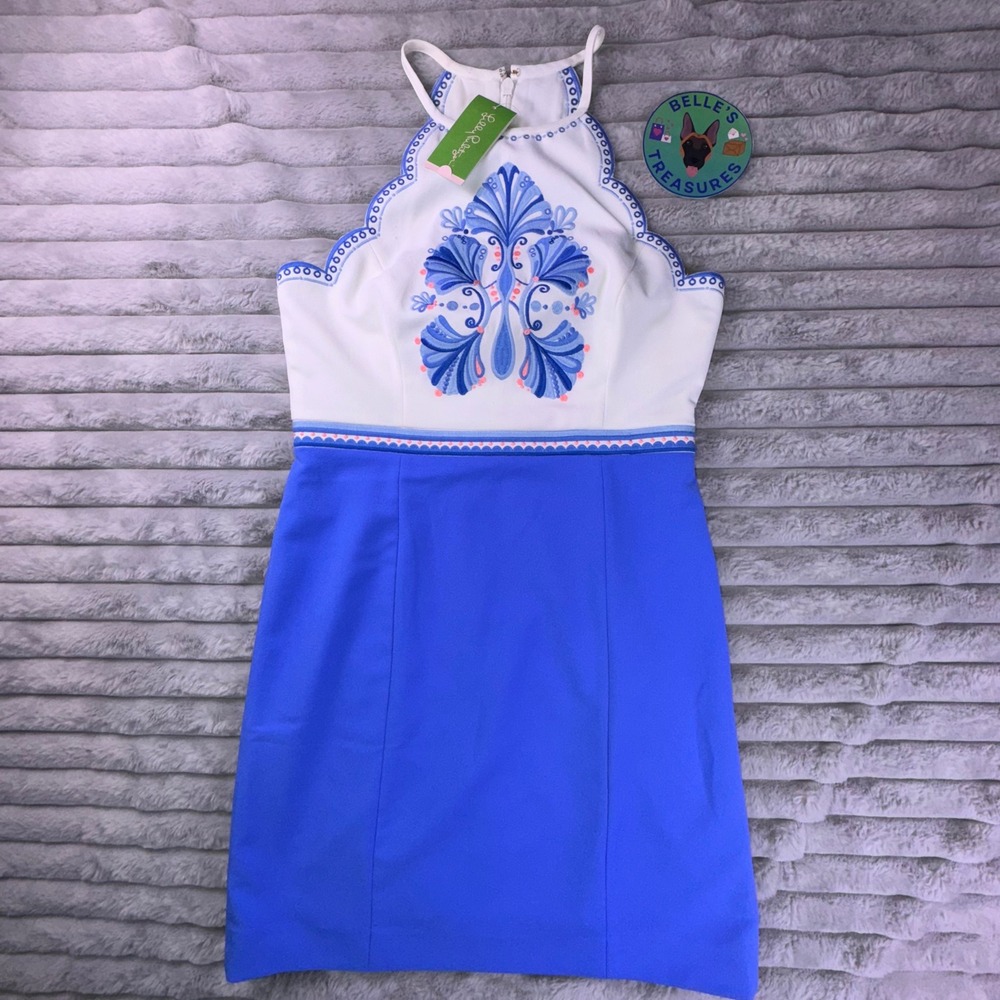 Lilly Pulitzer Bennet Stretch‎ Shift Dress Sleeveless Halter Neck Size 4